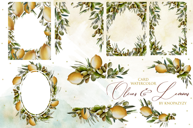 watercolor-cards-olives-amp-lemons