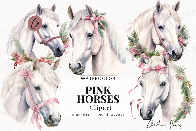 watercolor-pink-horses-clipart