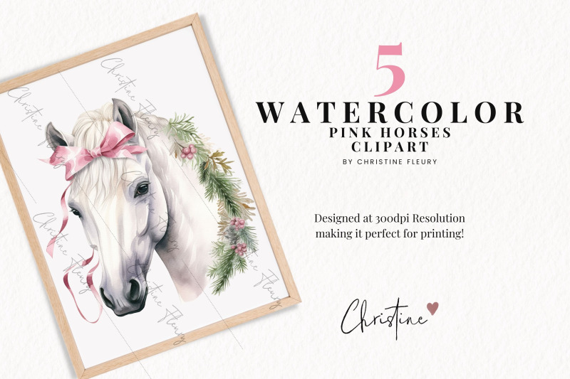 watercolor-pink-horses-clipart