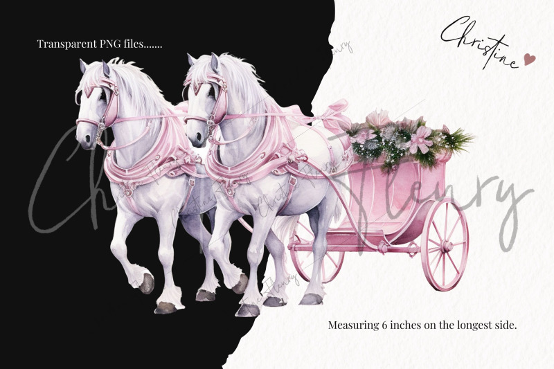 watercolor-pink-horses-with-halters-png