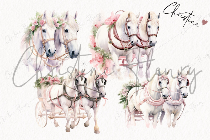 watercolor-pink-horses-with-halters-png