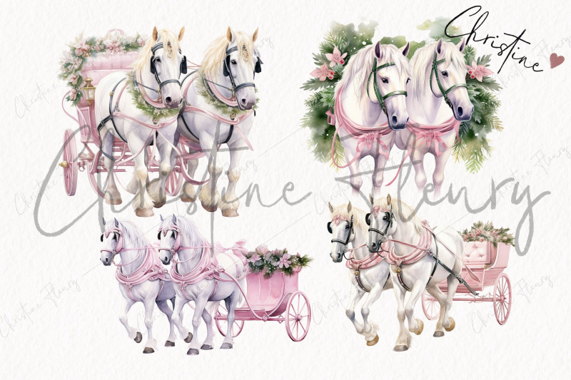 watercolor-pink-horses-with-halters-png