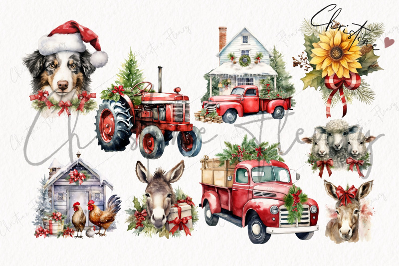 vintage-christmas-farm-clipart