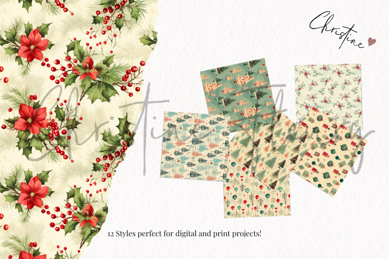 seamless-vintage-christmas-digital-paper