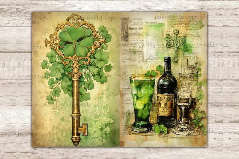 st-patricks-day-junk-journal-pages-green-printable-journal