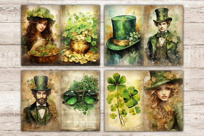 st-patrick-039-s-day-junk-journal-paper-digital-collage-sheet