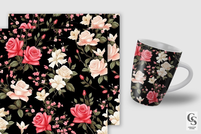 cute-rose-bouquet-flowers-seamless-patterns