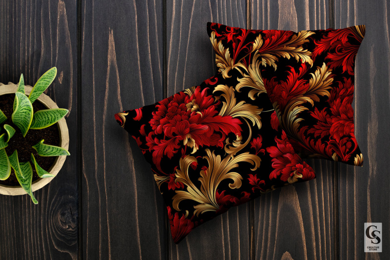 red-amp-gold-damask-flowers-seamless-patterns