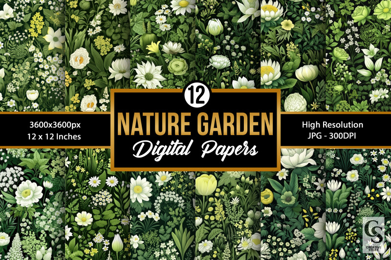 green-wildflowers-pattern-digital-papers