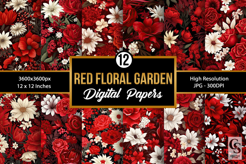 red-flowers-garden-seamless-patterns