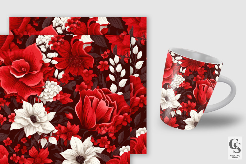 red-flowers-garden-seamless-patterns