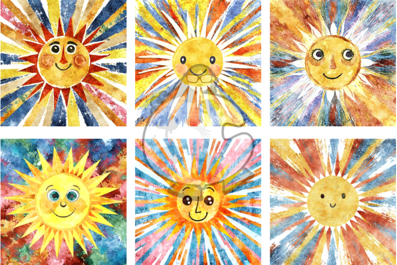 sunshine-watercolor-happy-sun-paintings