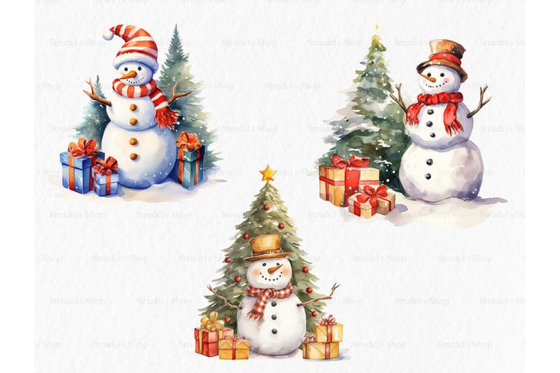 christmas-snowman-watercolor-clipart-png
