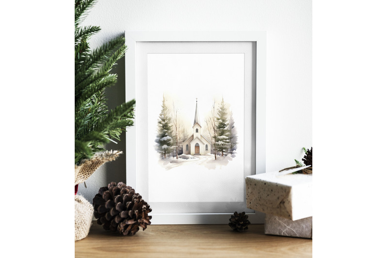 christmas-church-watercolor-clipart-png