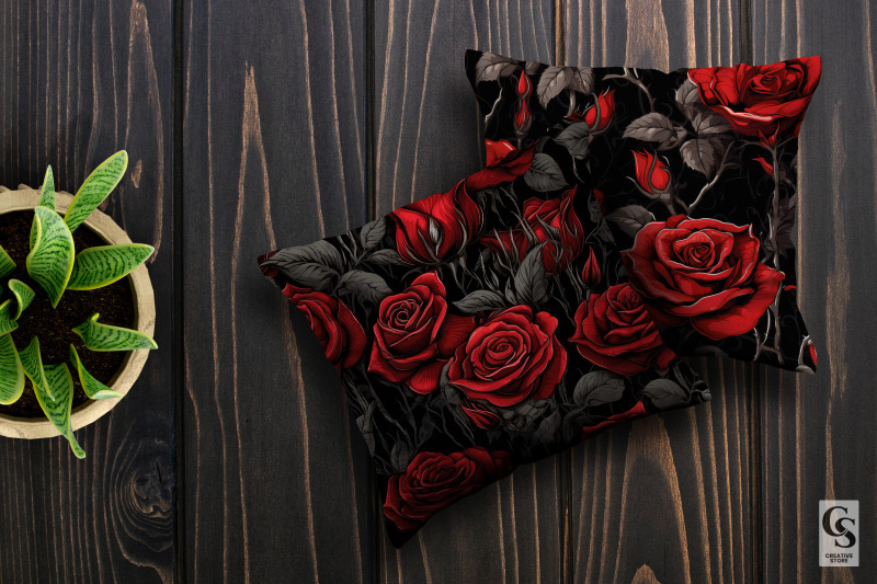 red-gothic-roses-seamless-patterns