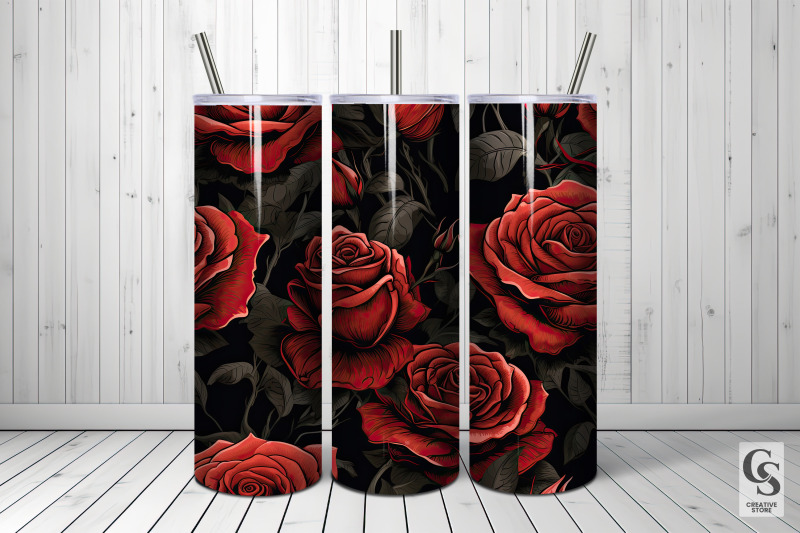 red-gothic-roses-seamless-patterns