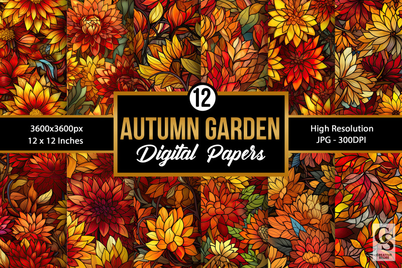 fall-autumn-stained-glass-flowers-digital-papers