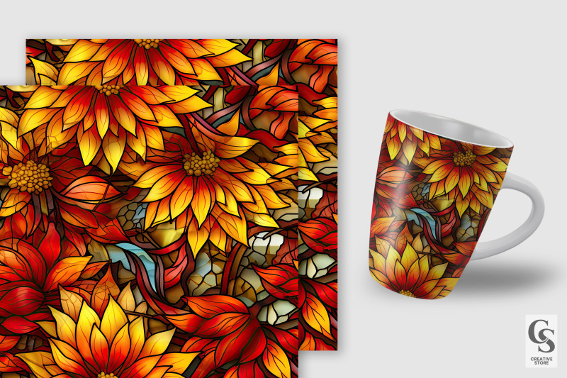 fall-autumn-stained-glass-flowers-digital-papers