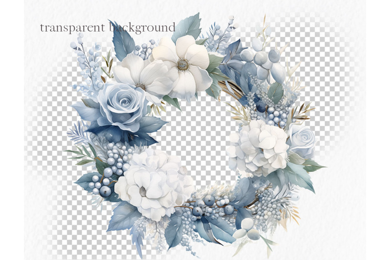 dusty-blue-flowers-winter-clipart-png