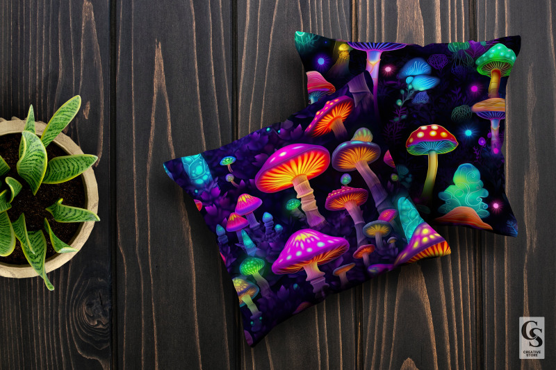 neon-mushrooms-seamless-patterns-background