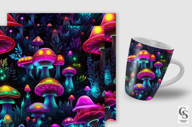 neon-mushrooms-seamless-patterns-background