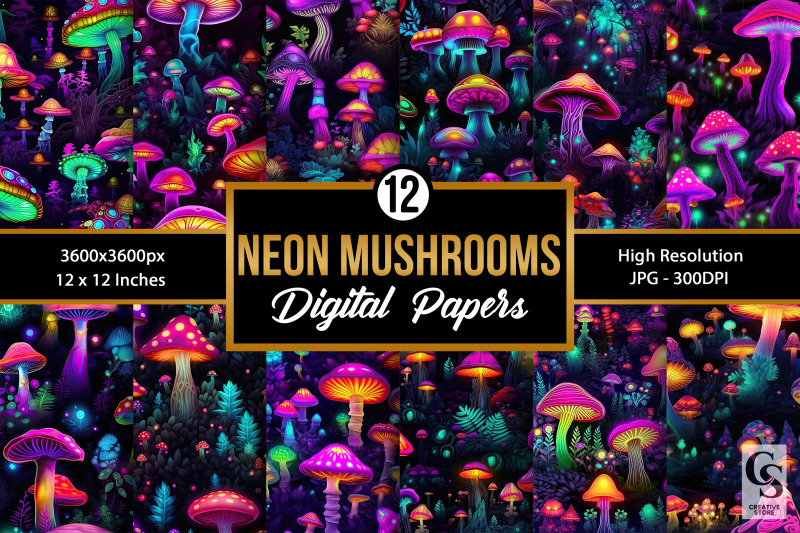 neon-mushrooms-seamless-patterns-background