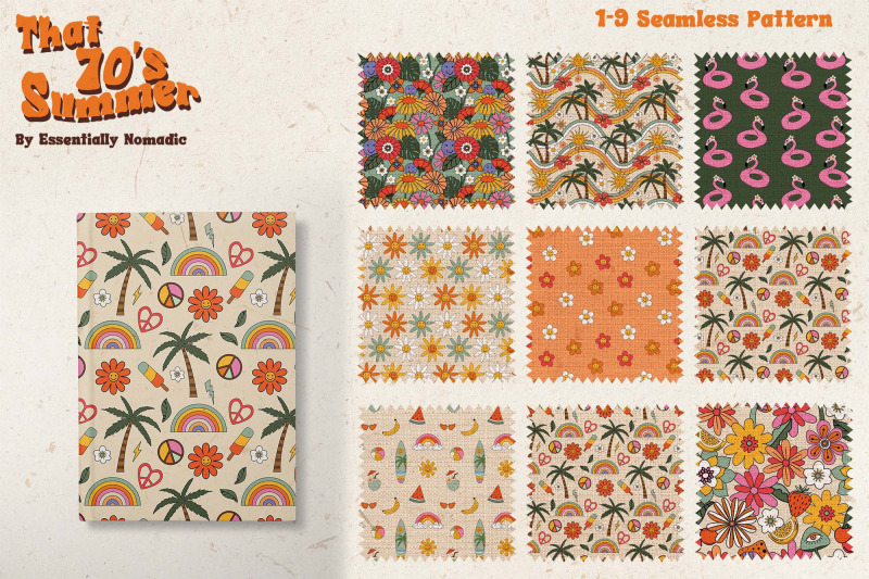 70s-retro-summer-clipart-amp-pattern-collection
