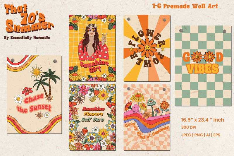 70s-retro-summer-clipart-amp-pattern-collection