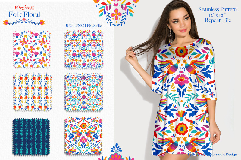gouache-watercolor-mexican-folk-floral-pattern-clipart-set
