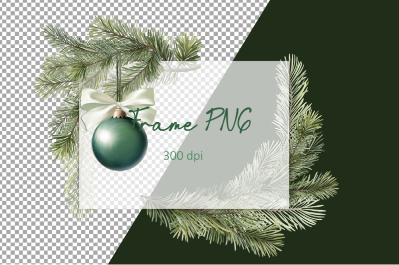 christmas-frame-png-frame-with-fir-branches-and-ball