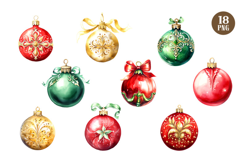 watercolor-christmas-balls-clipart-bundle