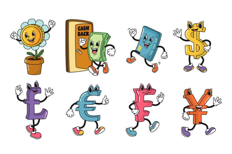 cartoon-finance-mascots-dollar-and-euro-signs-cash-back-deposit-coi