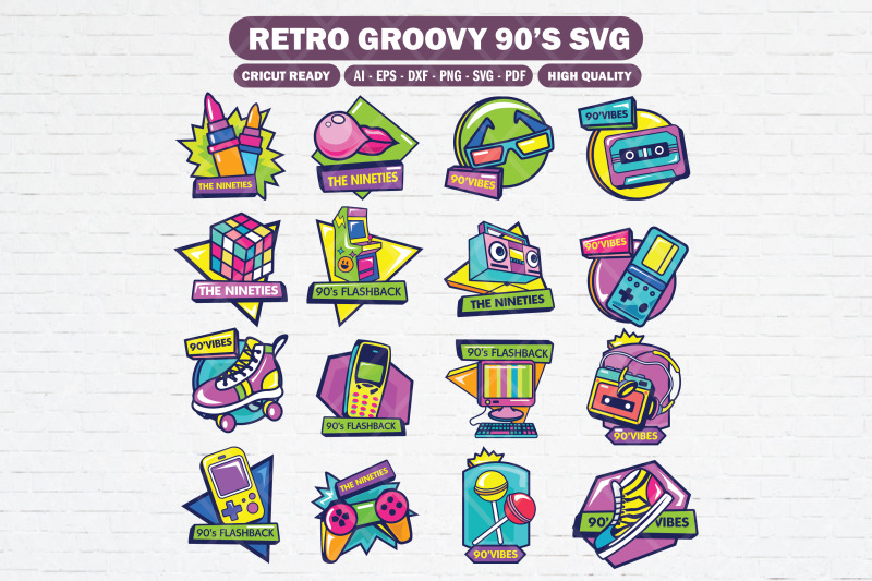 collection-of-retro-90s-sticker-svg-template