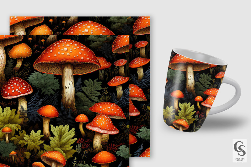 fall-mushrooms-seamless-pattern-digital-papers