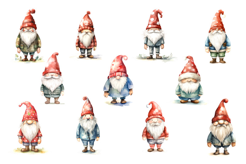 watercolor-christmas-gnomes-clipart-bundle