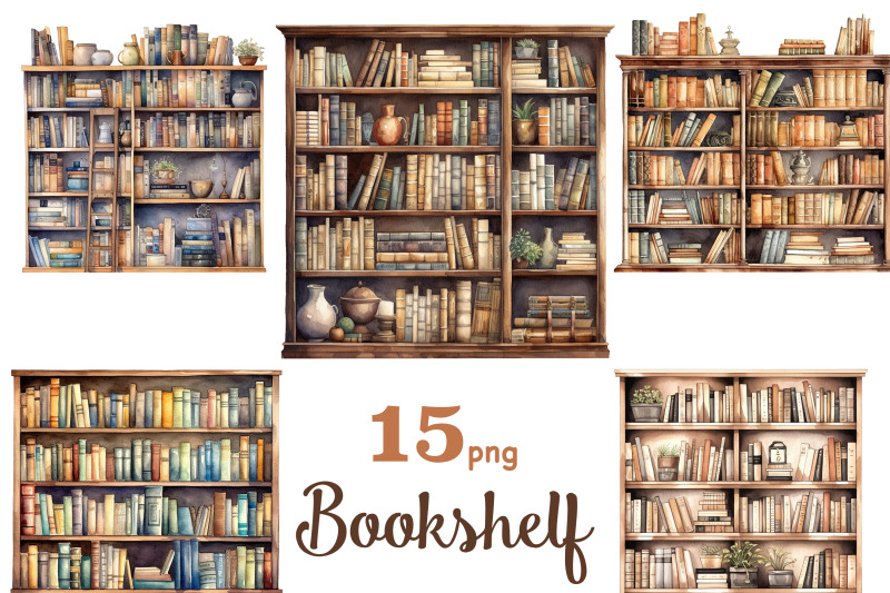 bookshelf-clip-art-book-illustrations-bundle