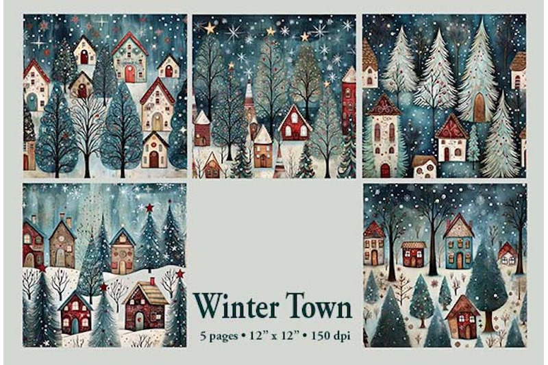 winter-town-papers