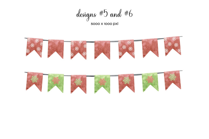 watercolor-christmas-bunting-clipart-xmas-ribbons-clip-art