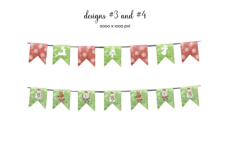 watercolor-christmas-bunting-clipart-xmas-ribbons-clip-art