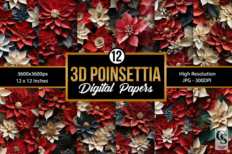 poinsettia-3d-flowers-digital-papers