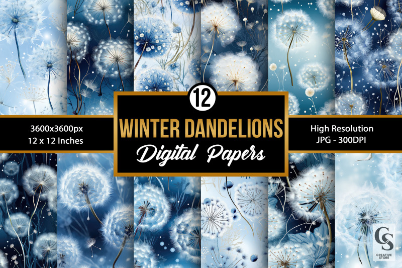 blue-winter-dandelions-seamless-patterns