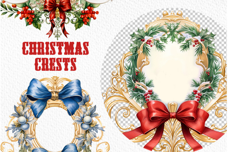 christmas-crests-watercolor-clipart