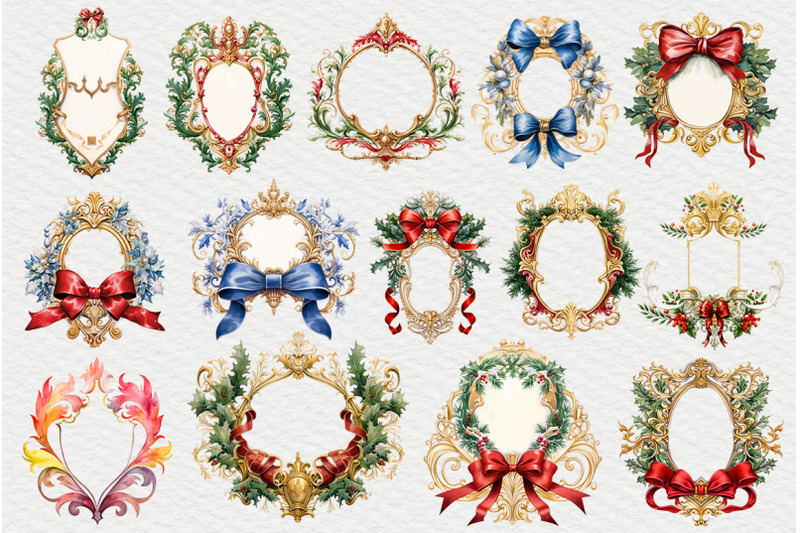 christmas-crests-watercolor-clipart