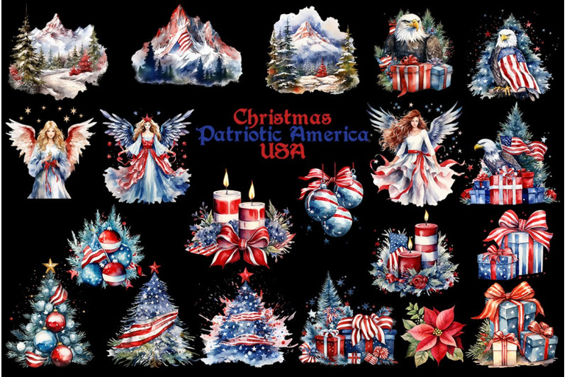 christmas-patriotic-watercolor-clipart