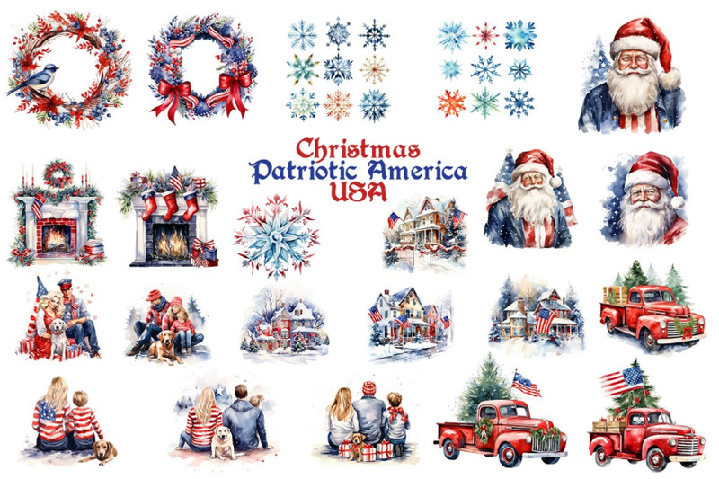 christmas-patriotic-watercolor-clipart