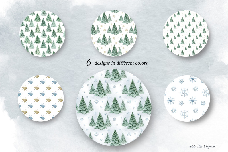 winter-christmas-trees-digital-paper-seamless-patterns