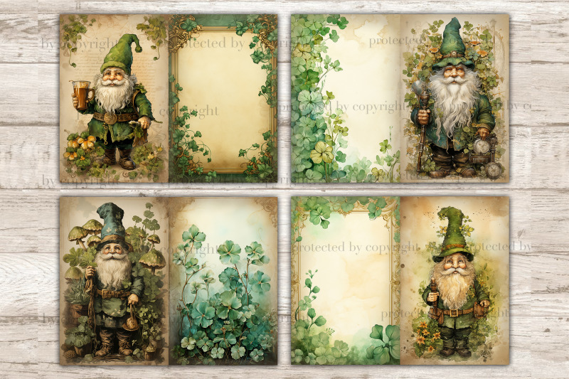 st-patricks-day-gnomes-junk-journal-pages-irish-printable