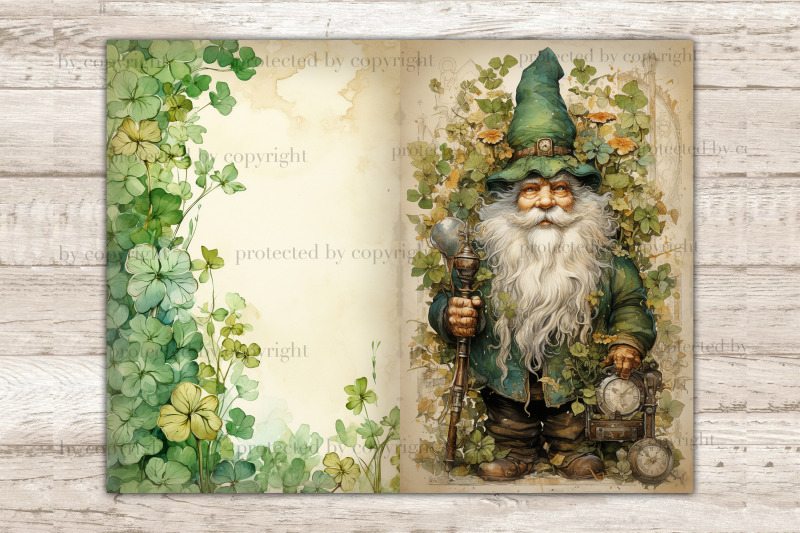 st-patricks-day-gnomes-junk-journal-pages-irish-printable