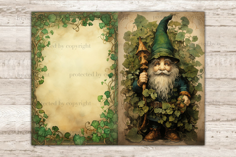 st-patricks-day-gnomes-junk-journal-pages-irish-printable