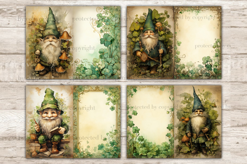 st-patricks-day-gnomes-junk-journal-pages-irish-printable